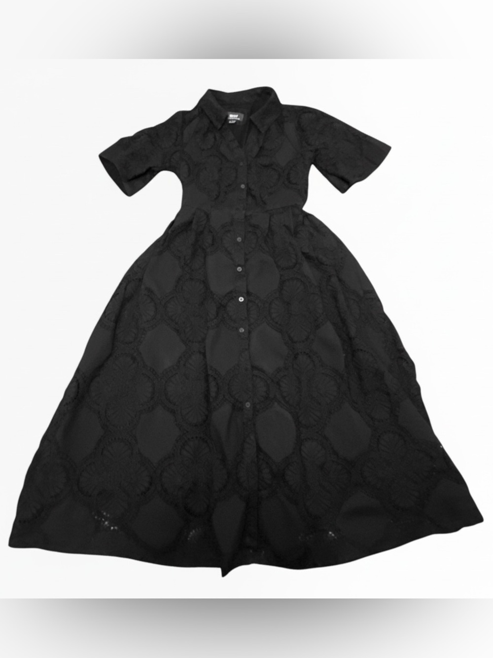 Maeve by Anthropologie Black Textured Midi Dress US 2